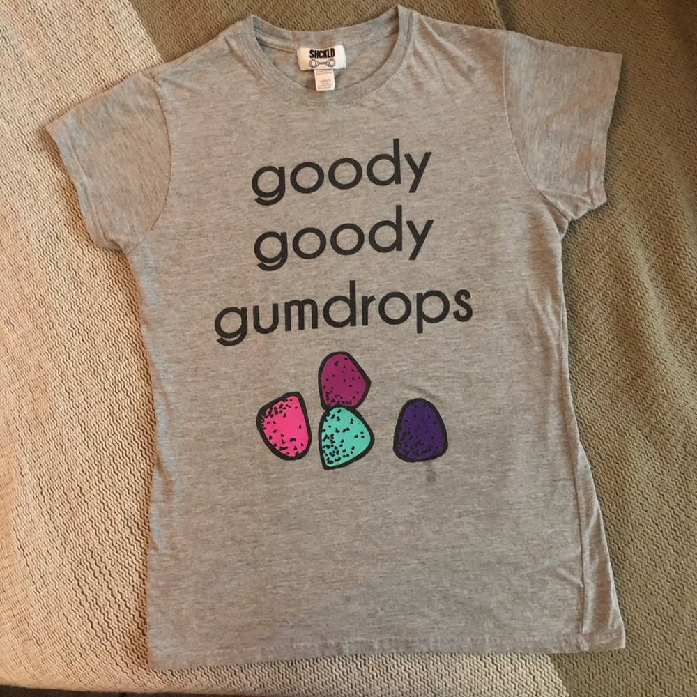 Preowned “goody goody gumdrop” grey t-shirt